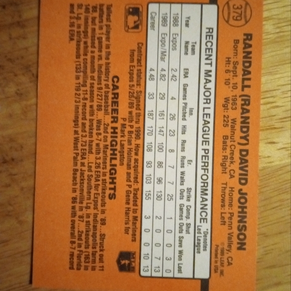 Two Randy Johnson 1990 Donruss error cards - Picture 4 of 4